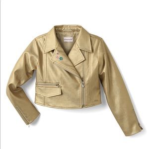 American girl Gold Moto Jacket & Heart Print